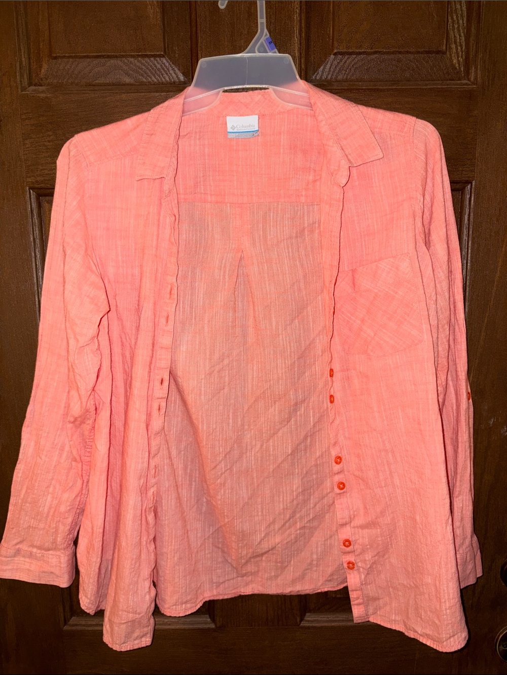 Columbia Coral-Pink Long-Sleeve Button-Up Shirt